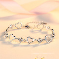 Pulseras de plata con diamantes, plata esterlina s925 pavimentada con dijes y pulseras en forma de corazón de circón regalo de joyería para mujeres